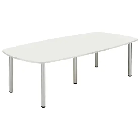 Core Pole Leg Barrel Shaped Meeting Table - 2400 - Arctic White